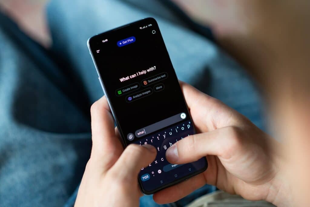 Person using a fitness tracking app on a smartphone